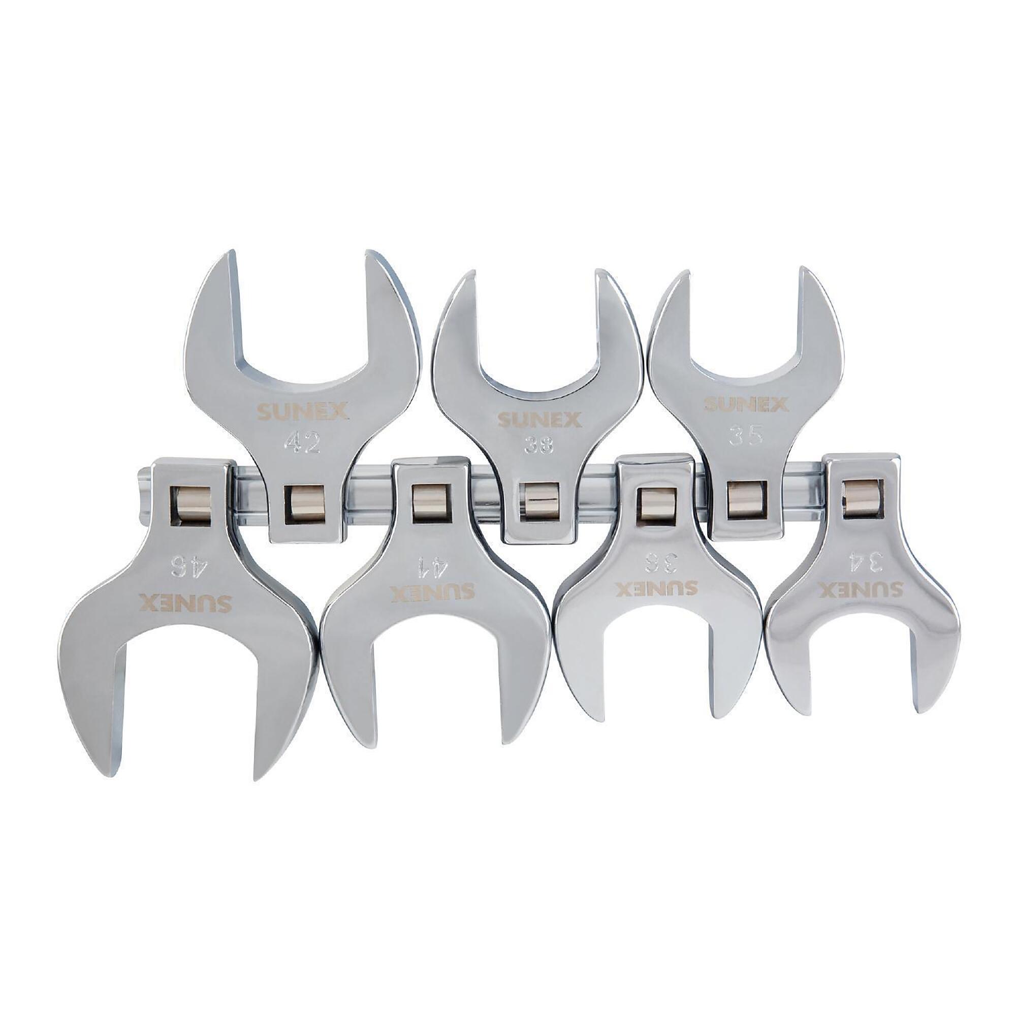 Sunex Tools Crowfoot Wrench Set — 7-Piece, 1/2in. Drive, Polished Metric, Model# 9740A